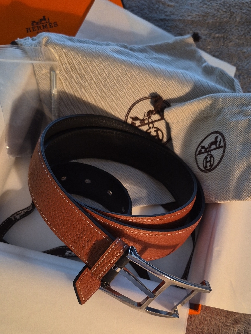 Men’s  Brown/Black Leather Belt